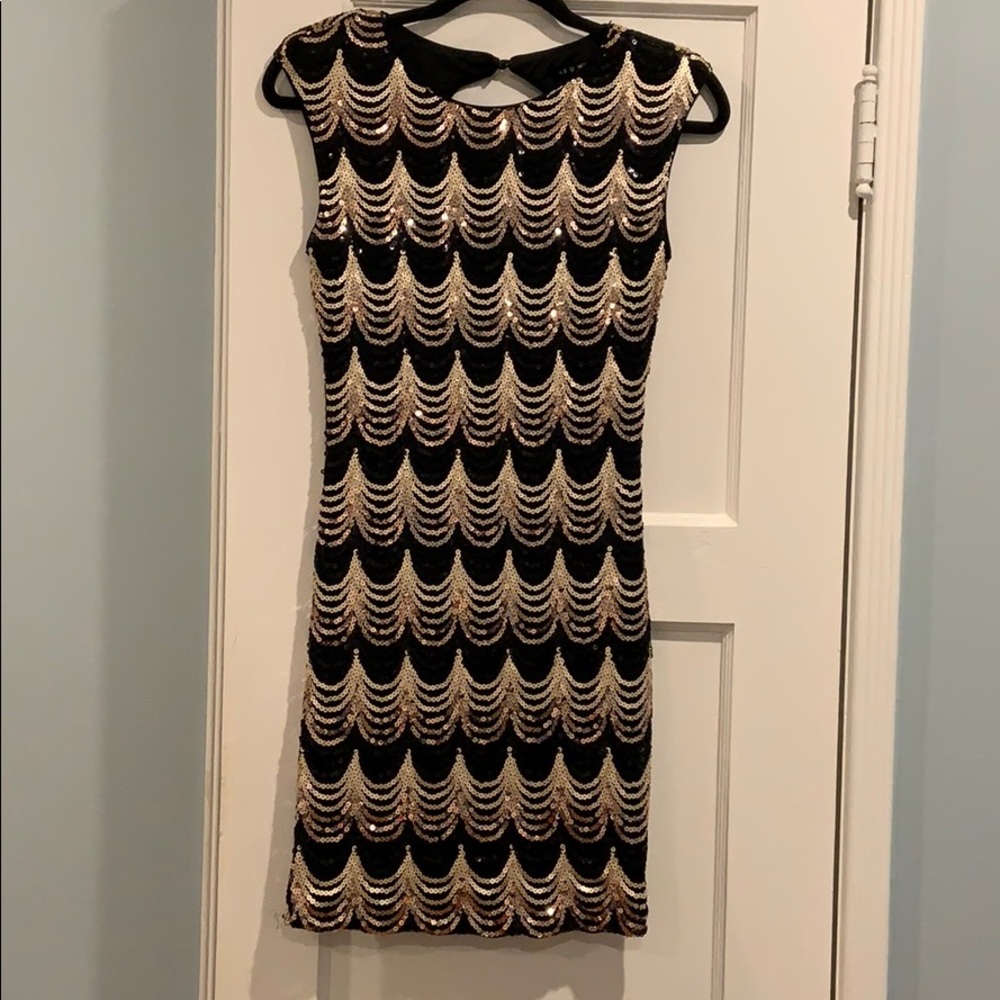 Gold and Black Sequin Dress